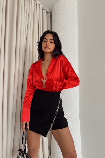 Basic Satin Shirt Red